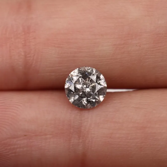 1.05 CT, 6.2 MM | Salt And Pepper Diamond | Round Brilliant Cut Diamond - Minimal Carbon