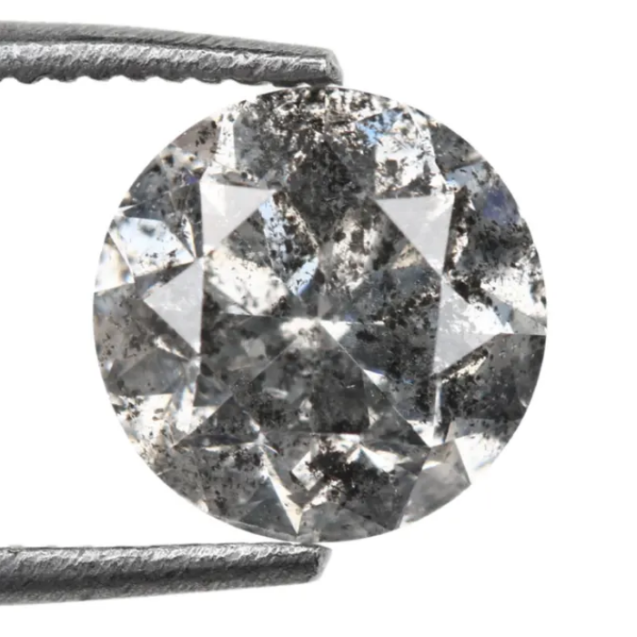 1.05 CT, 6.2 MM | Salt And Pepper Diamond | Round Brilliant Cut Diamond - Minimal Carbon