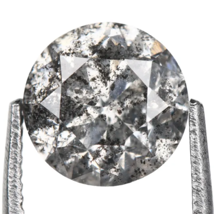 1.05 CT, 6.2 MM | Salt And Pepper Diamond | Round Brilliant Cut Diamond - Minimal Carbon