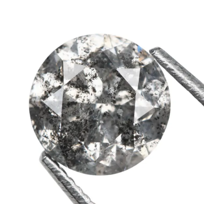 1.05 CT, 6.2 MM | Salt And Pepper Diamond | Round Brilliant Cut Diamond - Minimal Carbon