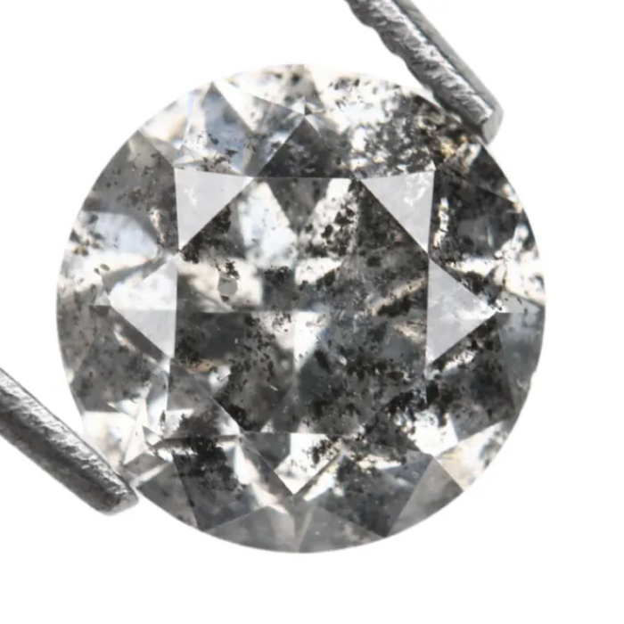 1.05 CT, 6.2 MM | Salt And Pepper Diamond | Round Brilliant Cut Diamond - Minimal Carbon