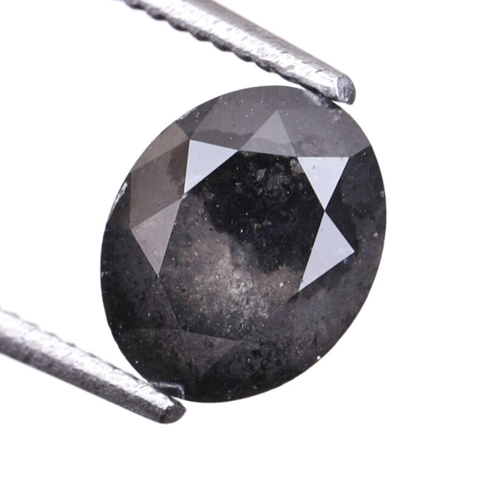 1.06 CT Oval Cut Salt and Pepper Natural Loose Diamond
