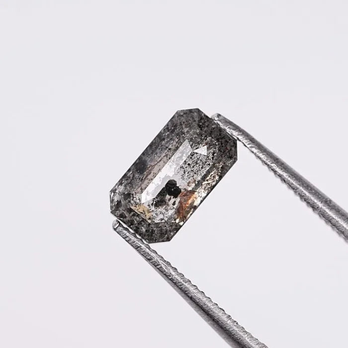 1.08 CT Step Cut Emerald Cut Salt & Pepper Loose Diamond
