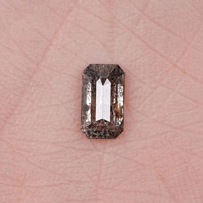 1.08 CT Step Cut Emerald Cut Salt & Pepper Loose Diamond