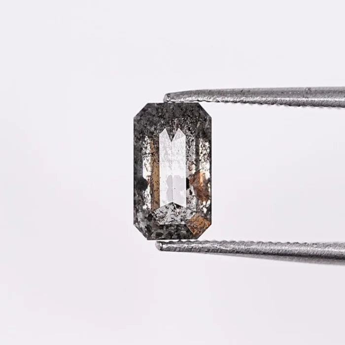 1.08 CT Step Cut Emerald Cut Salt & Pepper Loose Diamond