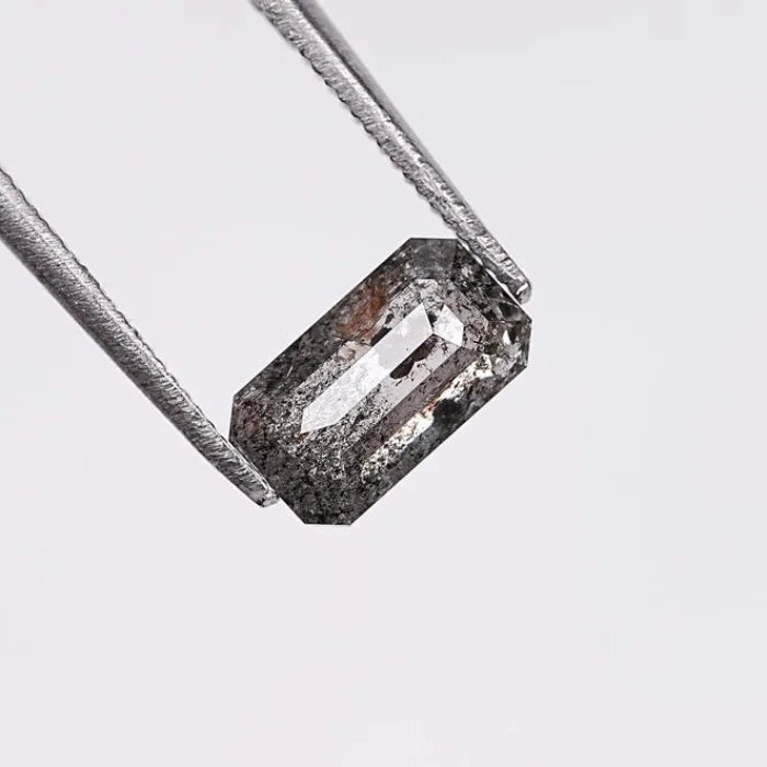 1.08 CT Step Cut Emerald Cut Salt & Pepper Loose Diamond