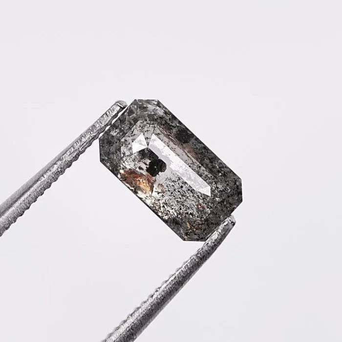 1.08 CT Step Cut Emerald Cut Salt & Pepper Loose Diamond