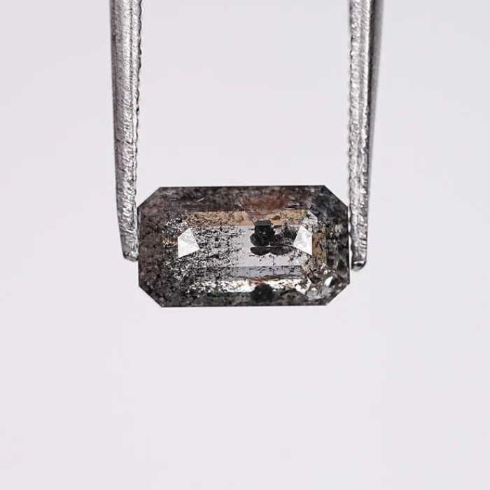 1.08 CT Step Cut Emerald Cut Salt & Pepper Loose Diamond