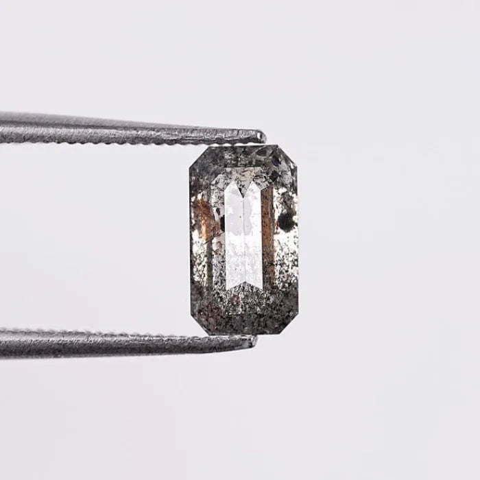 1.08 CT Step Cut Emerald Cut Salt & Pepper Loose Diamond