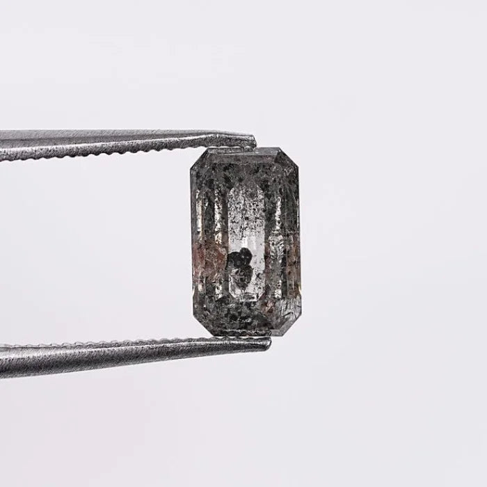 1.08 CT Step Cut Emerald Cut Salt & Pepper Loose Diamond