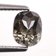 1.10 CT Oval Cut Salt and Pepper Natural Rose Cut Diamond