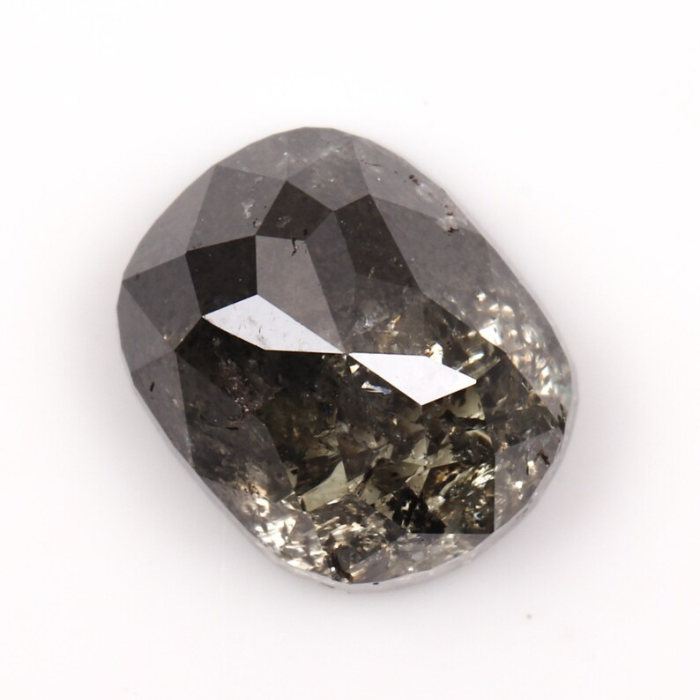 1.10 CT Oval Cut Salt and Pepper Natural Rose Cut Diamond