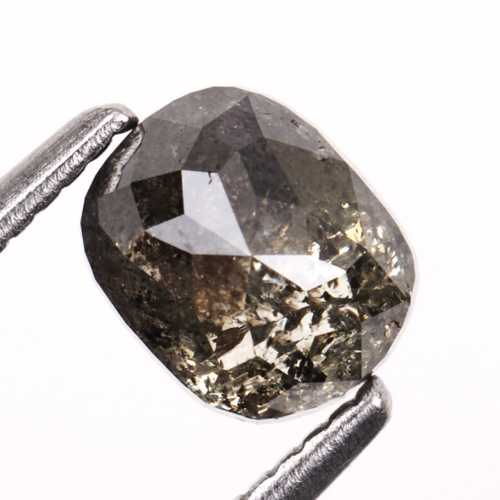 1.10 CT Oval Cut Salt and Pepper Natural Rose Cut Diamond