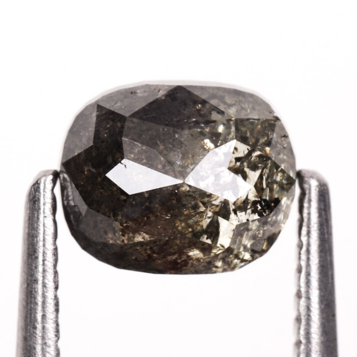 1.10 CT Oval Cut Salt and Pepper Natural Rose Cut Diamond