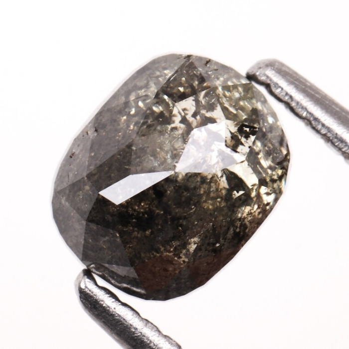 1.10 CT Oval Cut Salt and Pepper Natural Rose Cut Diamond