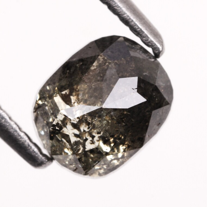 1.10 CT Oval Cut Salt and Pepper Natural Rose Cut Diamond