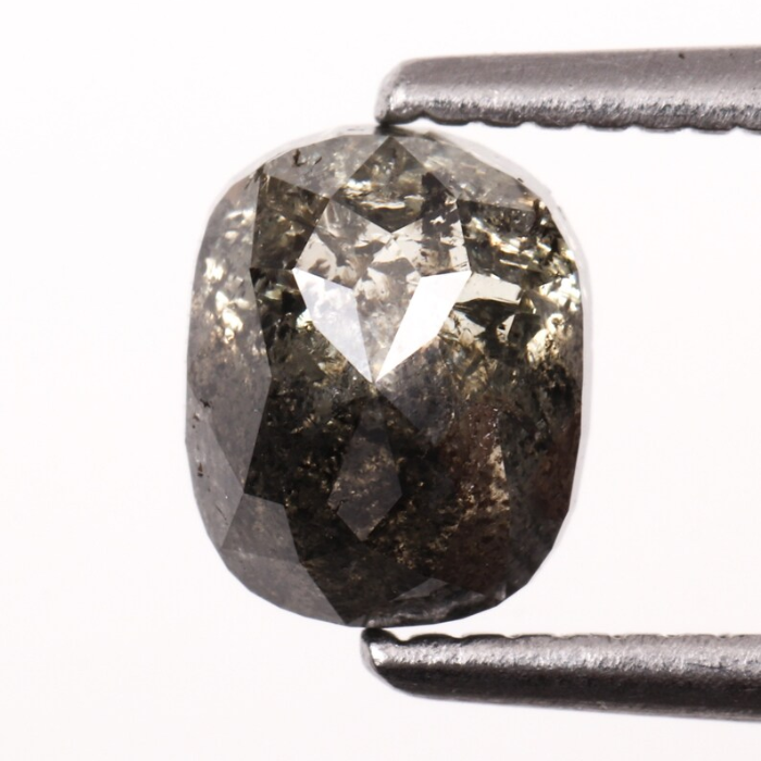 1.10 CT Oval Cut Salt and Pepper Natural Rose Cut Diamond