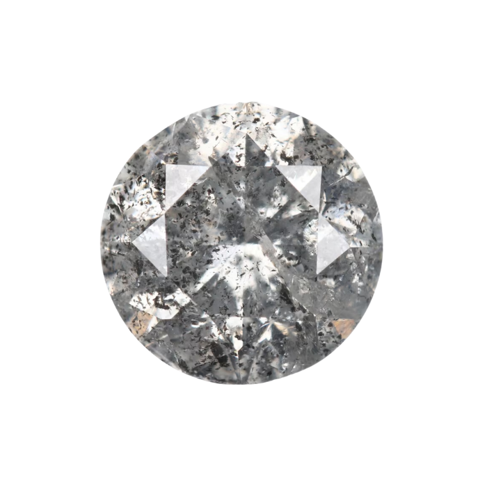 1.10 CT Round Brilliant Cut Salt and Pepper Diamond - Minimal Carbon