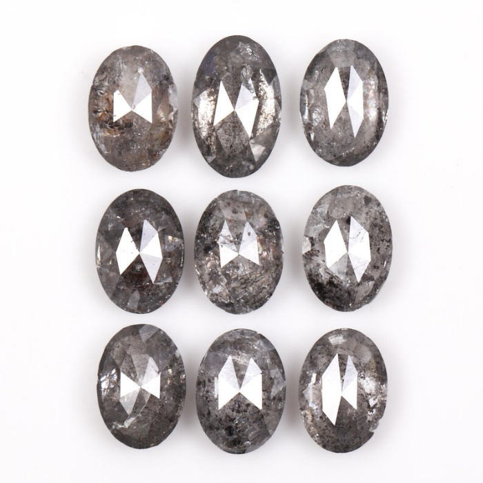 1.11 CT Salt  and Pepper Oval Cut Diamonds 