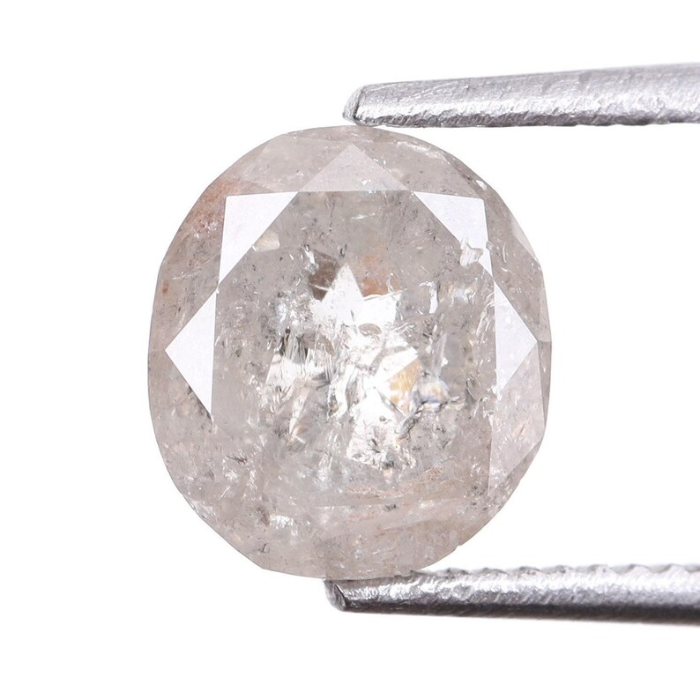 1.12 CT Oval Cut Salt and Pepper Natural Diamond - Minimal Carbon