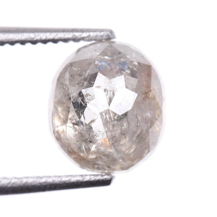 1.12 CT Oval Cut Salt and Pepper Natural Diamond - Minimal Carbon