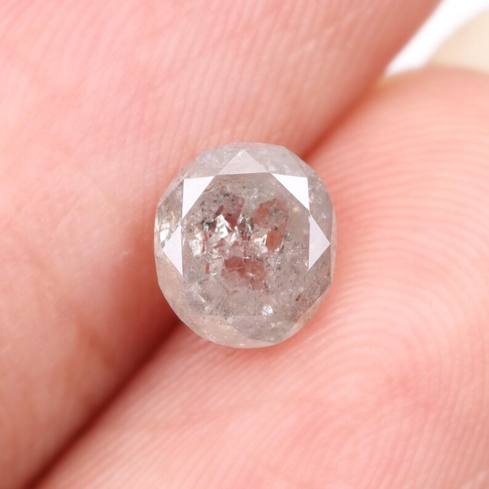 1.12 CT Oval Cut Salt and Pepper Natural Diamond - Minimal Carbon