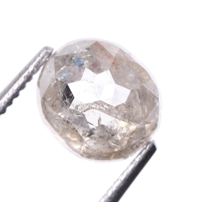 1.12 CT Oval Cut Salt and Pepper Natural Diamond - Minimal Carbon