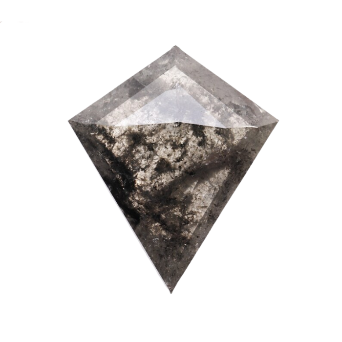 1.15 CT Natural Kite Cut Salt and Pepper Rose Cut Diamond - Minimal Carbon