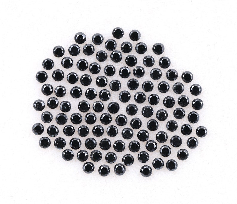 1.1 MM to 1.5 MM Enhanced Black Round Brilliant Cut Diamonds - Minimal Carbon