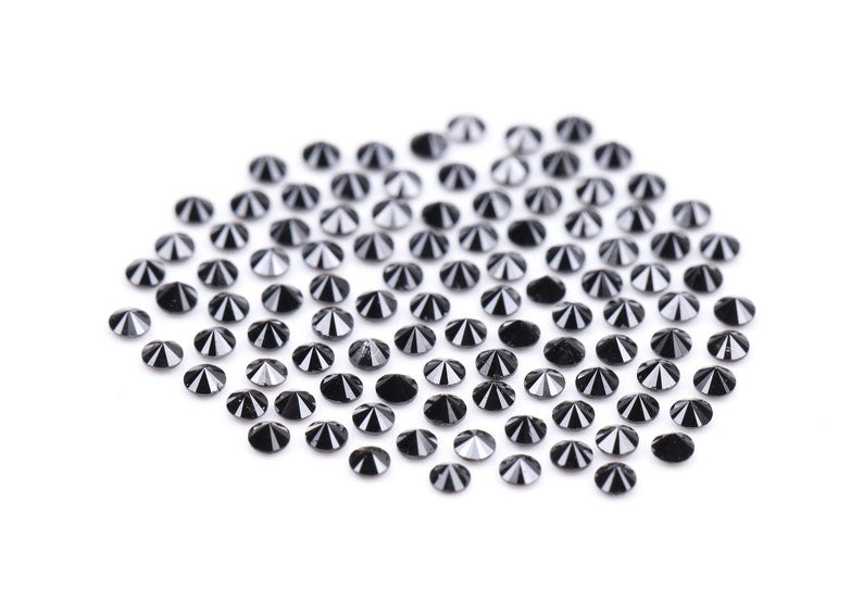 1.1 MM to 1.5 MM Enhanced Black Round Brilliant Cut Diamonds - Minimal Carbon