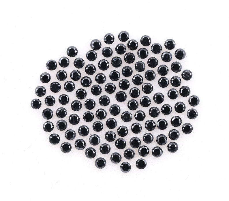 1.1 MM to 1.5 MM Enhanced Black Round Brilliant Cut Diamonds - Minimal Carbon