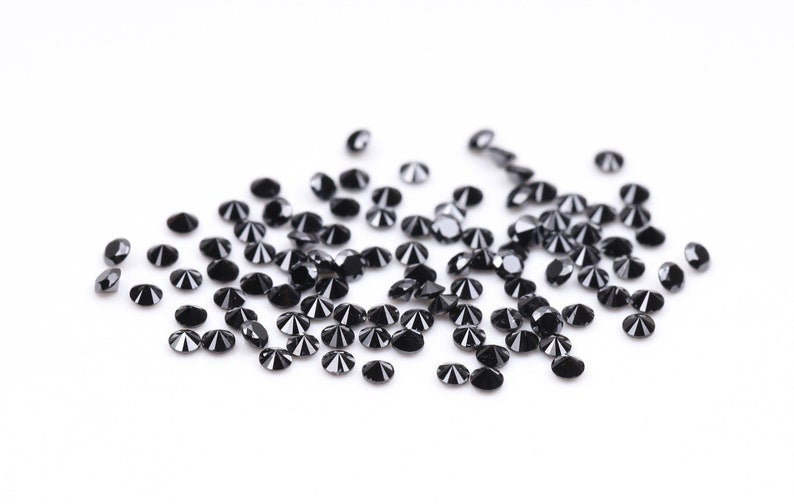 1.1 MM to 1.5 MM Enhanced Black Round Brilliant Cut Diamonds - Minimal Carbon