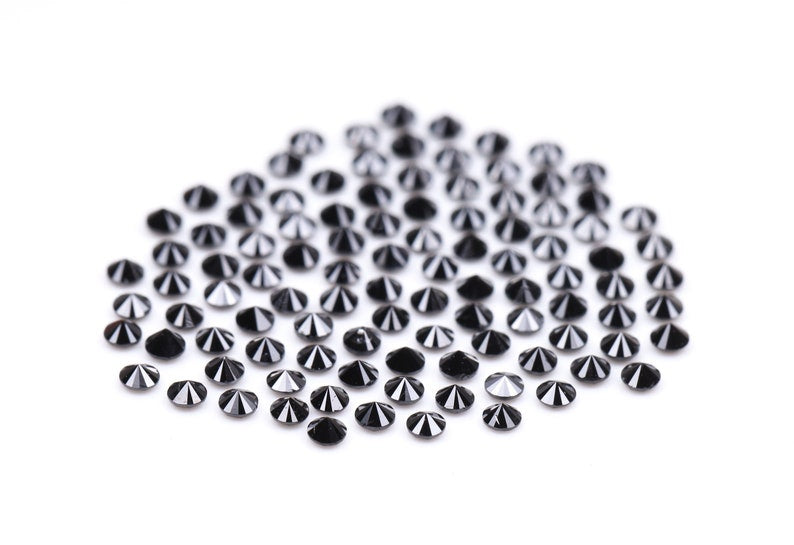 1.1 MM to 1.5 MM Enhanced Black Round Brilliant Cut Diamonds - Minimal Carbon