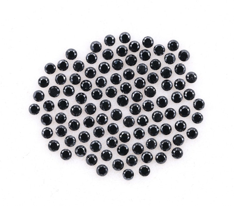 1.1 MM to 1.5 MM Enhanced Black Round Brilliant Cut Diamonds - Minimal Carbon