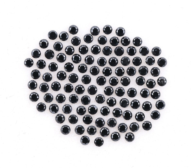 1.1 MM to 1.5 MM Enhanced Black Round Brilliant Cut Diamonds - Minimal Carbon