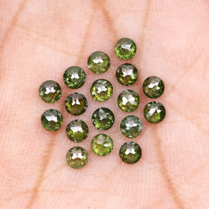 1.20 CT, 2.4 MM | Enhanced Green Color Diamond | Round Rose Cut Diamond | Natural Loose Diamond For Earring & Wedding Ring - Minimal Carbon