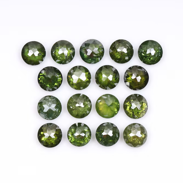 1.20 CT, 2.4 MM | Enhanced Green Color Diamond | Round Rose Cut Diamond | Natural Loose Diamond For Earring & Wedding Ring - Minimal Carbon