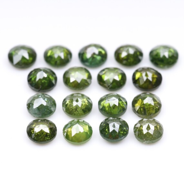 1.20 CT, 2.4 MM | Enhanced Green Color Diamond | Round Rose Cut Diamond | Natural Loose Diamond For Earring & Wedding Ring - Minimal Carbon