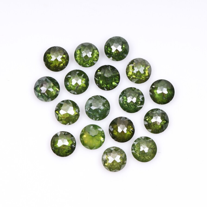 1.20 CT, 2.4 MM | Enhanced Green Color Diamond | Round Rose Cut Diamond | Natural Loose Diamond For Earring & Wedding Ring - Minimal Carbon