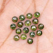 1.20 CT, 2.4 MM | Enhanced Green Color Diamond | Round Rose Cut Diamond | Natural Loose Diamond For Earring & Wedding Ring - Minimal Carbon