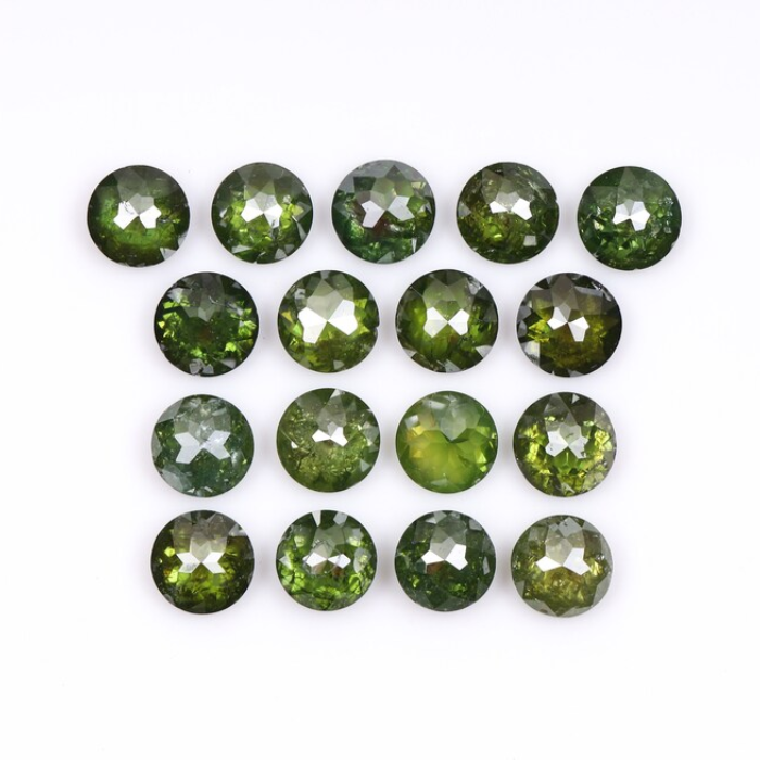 1.20 CT, 2.4 MM | Enhanced Green Color Diamond | Round Rose Cut Diamond | Natural Loose Diamond For Earring & Wedding Ring - Minimal Carbon