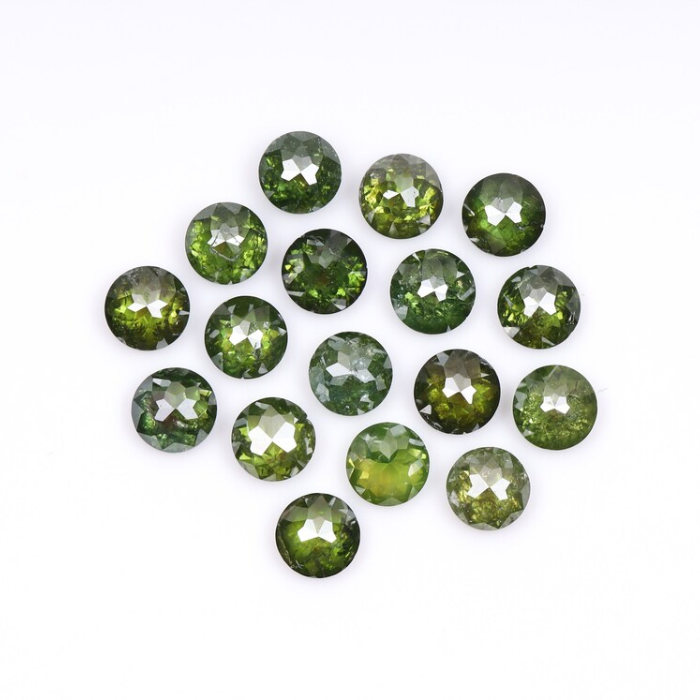 1.20 CT, 2.4 MM | Enhanced Green Color Diamond | Round Rose Cut Diamond | Natural Loose Diamond For Earring & Wedding Ring - Minimal Carbon