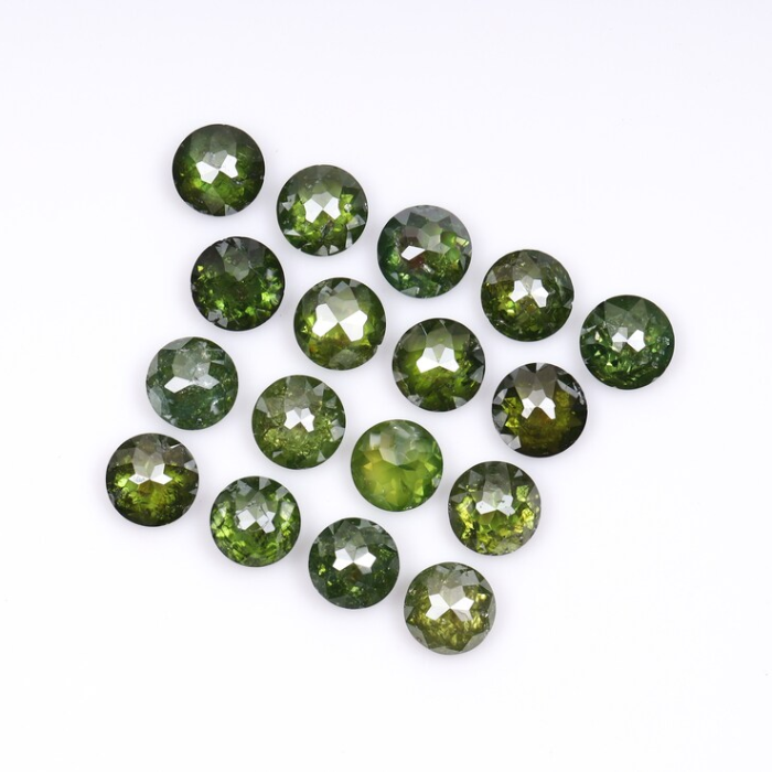 1.20 CT, 2.4 MM | Enhanced Green Color Diamond | Round Rose Cut Diamond | Natural Loose Diamond For Earring & Wedding Ring - Minimal Carbon