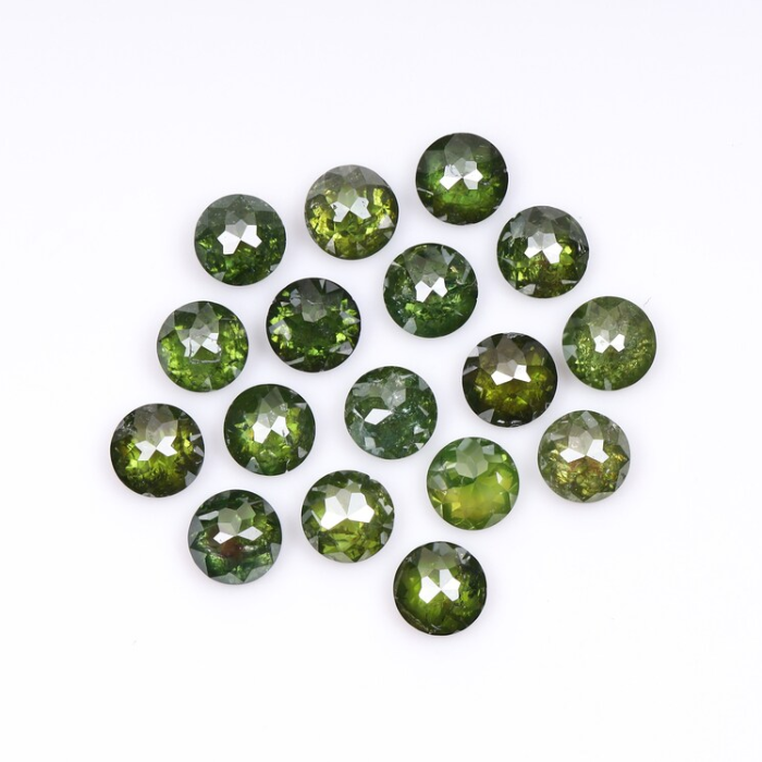 1.20 CT, 2.4 MM | Enhanced Green Color Diamond | Round Rose Cut Diamond | Natural Loose Diamond For Earring & Wedding Ring - Minimal Carbon