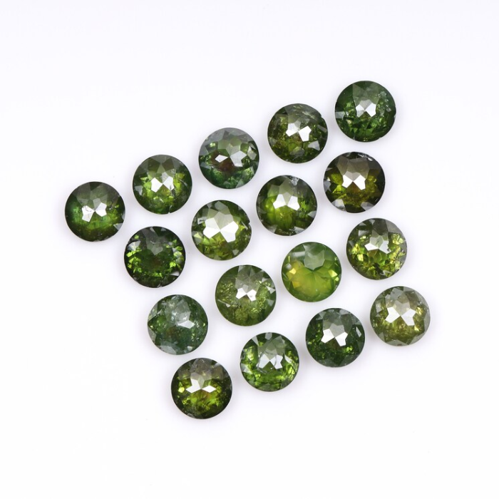 1.20 CT, 2.4 MM | Enhanced Green Color Diamond | Round Rose Cut Diamond | Natural Loose Diamond For Earring & Wedding Ring - Minimal Carbon