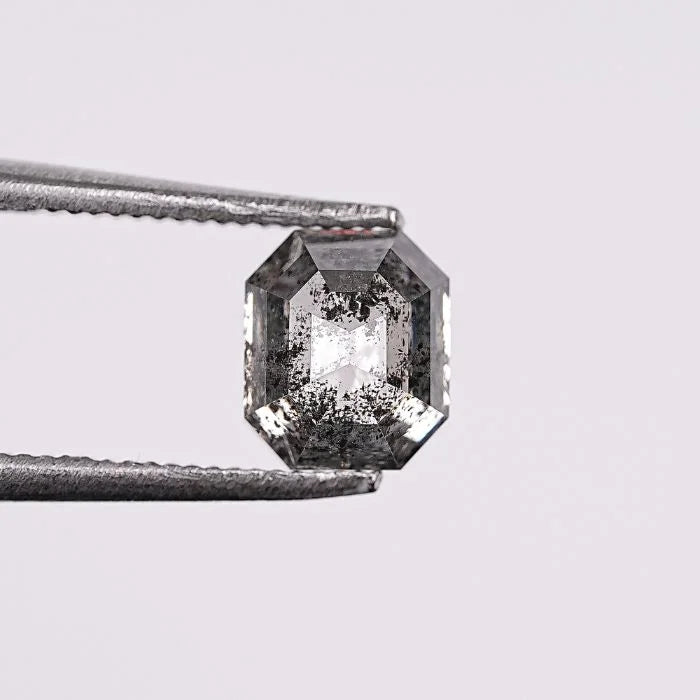 1.21 CT, Salt & Pepper Emerald Cut Geometric Solitaire Loose Diamond