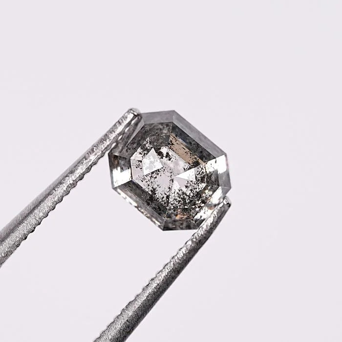 1.21 CT, Salt & Pepper Emerald Cut Geometric Solitaire Loose Diamond