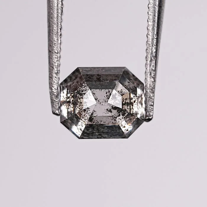 1.21 CT, Salt & Pepper Emerald Cut Geometric Solitaire Loose Diamond