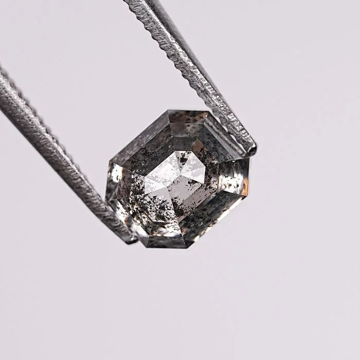 1.21 CT, Salt & Pepper Emerald Cut Geometric Solitaire Loose Diamond