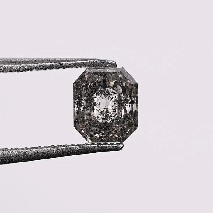 1.21 CT, Salt & Pepper Emerald Cut Geometric Solitaire Loose Diamond